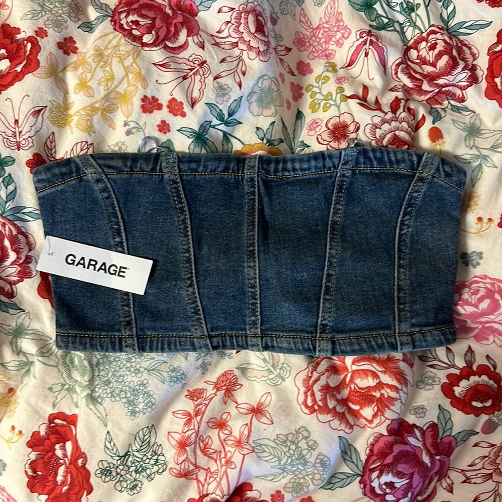Jean cropped tube top from garage